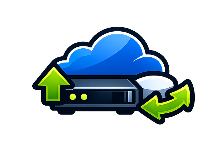 Cloud icon with arrows on a white background